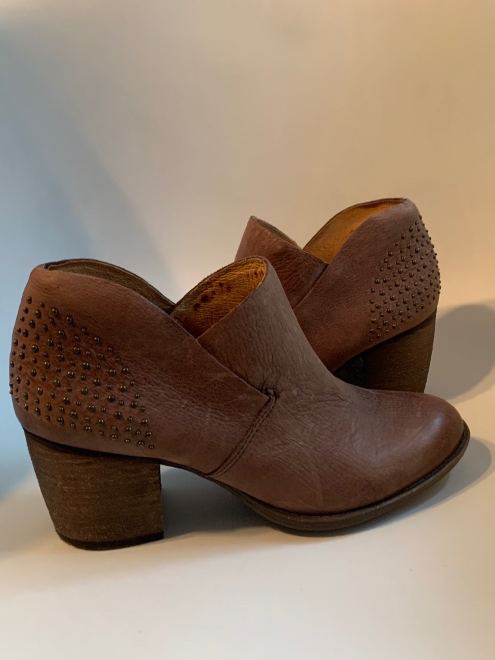 Naya leather ankle booties, brown, Sz 7M